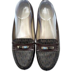 Michael Kors Womens Everett Loafer Size 8M Monogram Brown Leather